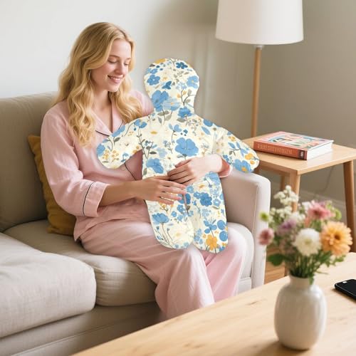 Almohada de Peluche Suave Color Azul Floral miniatura 6