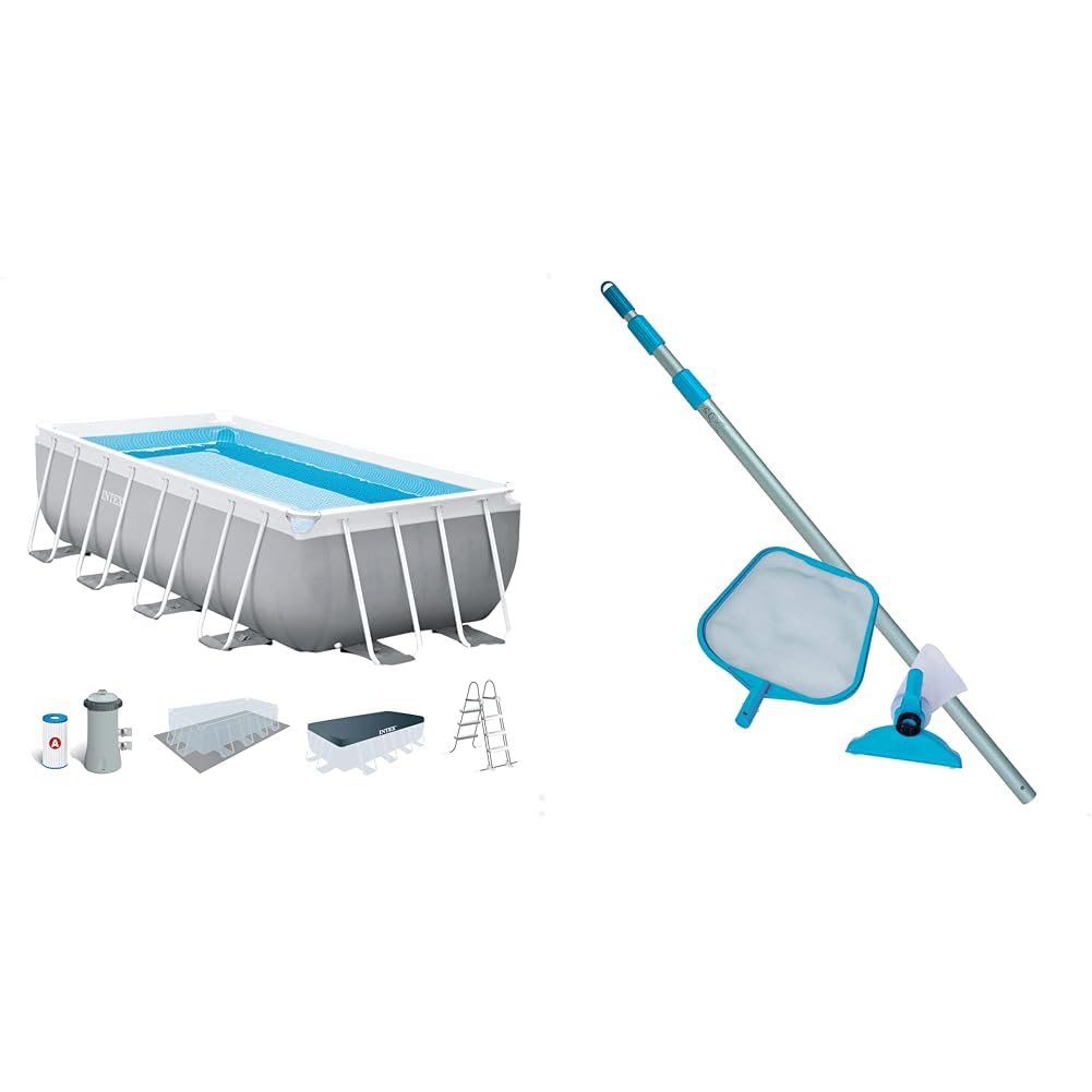 Intex 26792NP – Piscina Fuori Terra Prisma Frame Rettangolare, Pompa Filtro 3785 L/h & Pool maintenance kit - pool accessories - pool cleaning set - 2 pieces