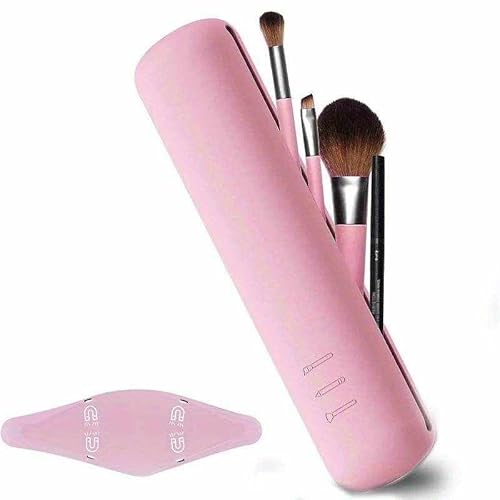 IMAXWAVE Estuche para brochas de Maquillaje, Funda para brochas, Estuche para Pinceles de Maquillaje, Organizador de brochas, Porta brochas, Estuche de Silicona para brochas, Imantado, Rosa