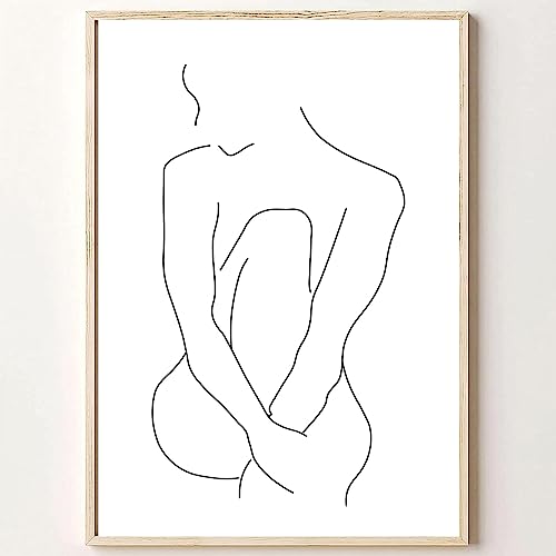 Woman Body Line Wall Art Prints Minimalist Line Art Wall Decor Women Silhouette Poster Abstract Female Body Wall Art Black and White Line Artwork Female Line Drawing Art for Bedroom 16x24inch No Frame
