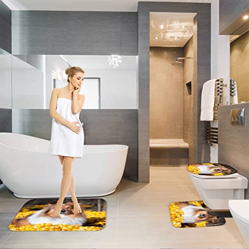 Badematten Set 3 teilig 50x80 Collie 3D Badezimmerteppich Set WC Vorleger Set rutschfeste Badematte Maschinenwaschbar… – Bild 6