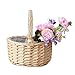Zebroau, cestino per fiori in rattan, cestino da picnic, cestino in vimini, organizer portatile intrecciato a mano, con maniglia, cestino per la spesa per giocattoli da bagno e giocattoli per bambini