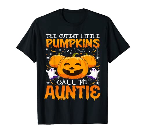 Aunt Cutest Little Pumpkins Call Me Auntie Halloween Pumpkin Maglietta