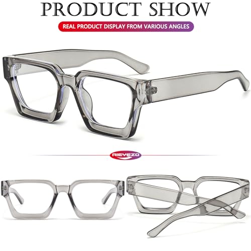 Image of AIEYEZO Square Thick Frame Glasses for Women Men Fashion Blue Light Glasses Trendy Chic Computer Eyeglasses