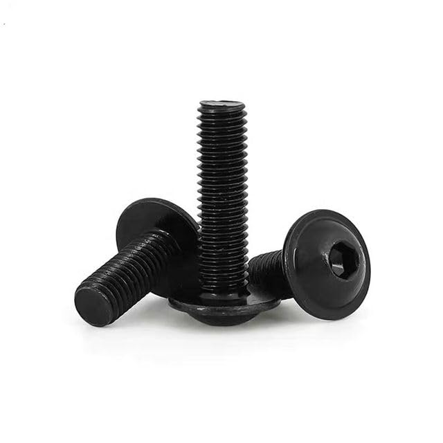 Image of By inchVP INDUSTRIES inch (Pcs-25) M6x50 mm Button Allen Flange Head Cap Screw Black Zinc Plated | High Tensile Hex Socket Round Head Bolt for Furniture, Woodworking & DIY Projects
