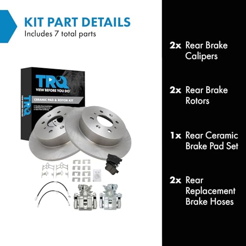 Image of TRQ Rear Brake Pad & Rotor Kit Ceramic Compatible with 2002-2003 Honda Civic
