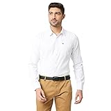 HammerSmith Mens Solid Slim Fit Cotton Blend Formal Shirt with Spread Collar and Long Sleeves White