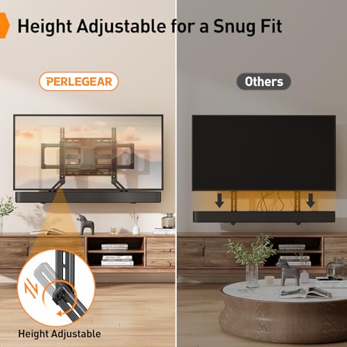 Image of Perlegear Soundbar Mount with Adjustable Height, Sound bar Mount up to 15 lbs, Soundbar Mount Under or Above TV, Soundbar tv Mount Bracket with Detachable Long Extension Plates PGSM04B