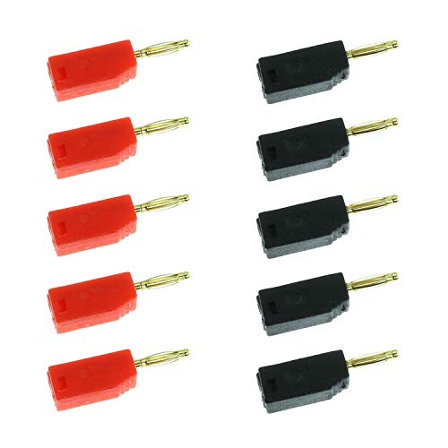 10 conectores banana mini apilables 2mm rojo y negro miniatura 1