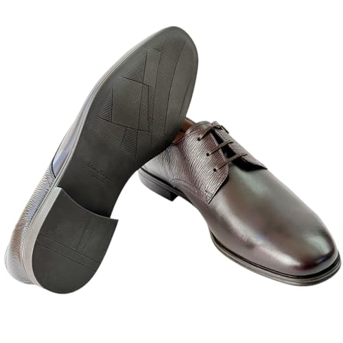 Spencer Leather 10 E Plain Toe Gancini Oxford Men's Brown Dress Shoes (Salvatore3