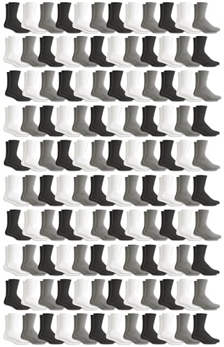 Yacht & Smith 120 Pairs Of & Womens Wholesale Bulk Sports Crew, Athletic Case Pairs Socks (120 Pairs Assorted, Womens 9-11 (Shoe size 5-10))