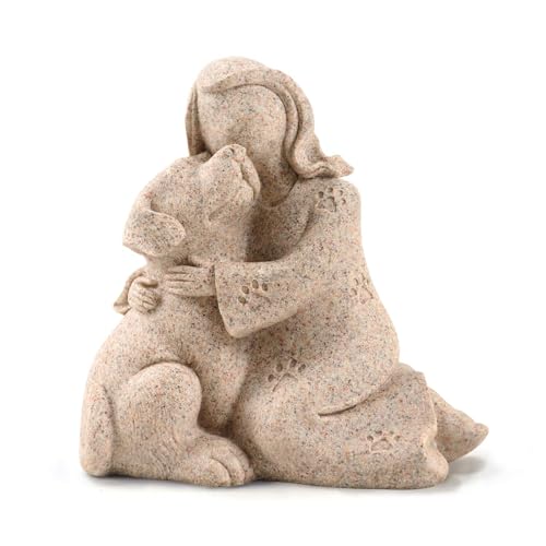 J JULONE Love My Dog Figurines Statues, Angel Friendship Remembrance Gifts, Sculpted Hand-Painted Figures for Dog Lovers (Granitic)