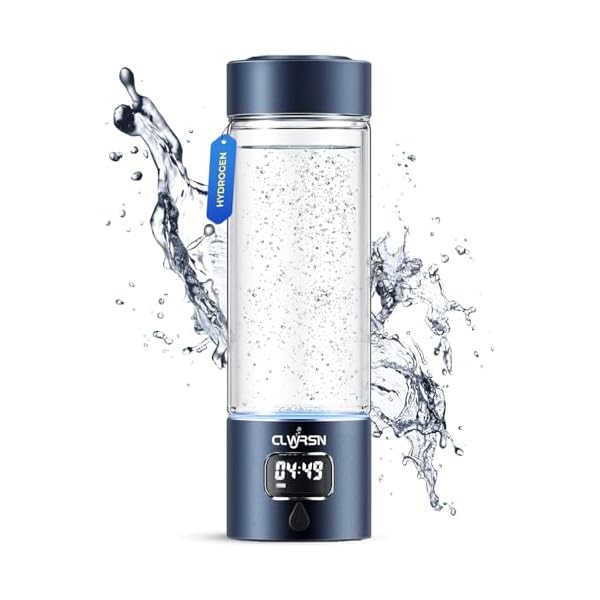 Hydrogen Water Bottle, Portable Glass Hydrogen Water Bottle Generator-SPE/PEM Technology-Athletic Performance & Hydration System, 11.5 oz Capacity，Ideal for Outdoor Home and Office Use(Blue)