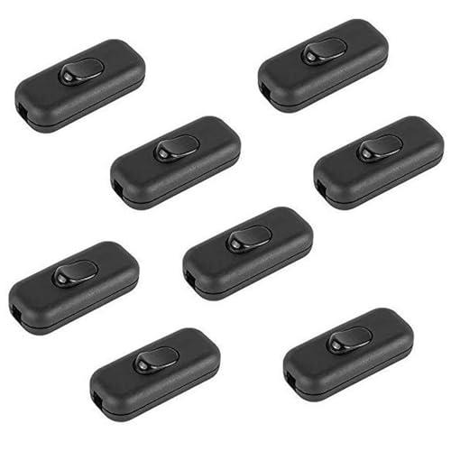 Interruptores 6A 2 pines y 3 polos para pequeños electrodomésticos o lámparas, color negro – 8 unidades
