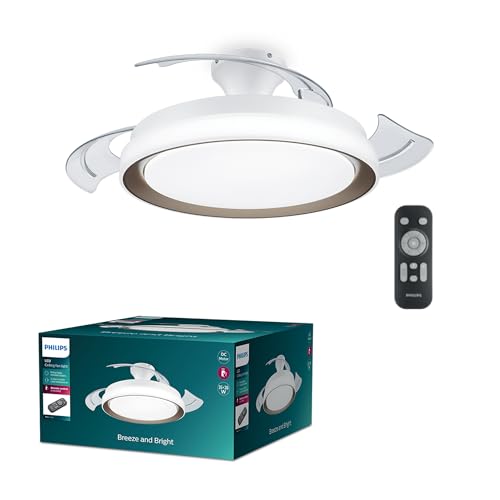 Philips LED Bliss Ventilatore da soffitto con luce, Dimmer a Fasi, Lampada 28W, Ventilatore 35W,...
