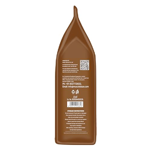 MuscleBlaze Fit High Protein Oats, 400 g, Dark Chocolate | 22 g Protein, Rolled Oats, Gluten Free Oats, Breakfast Cereals for Weight Management