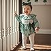 Yiiciovy Baby Girl St Patricks Day Outfit Long Sleeve Plaid Bow Romper and Headband 2 Piece Smocked Irish Outfit (Green-B, 12-18 Months)