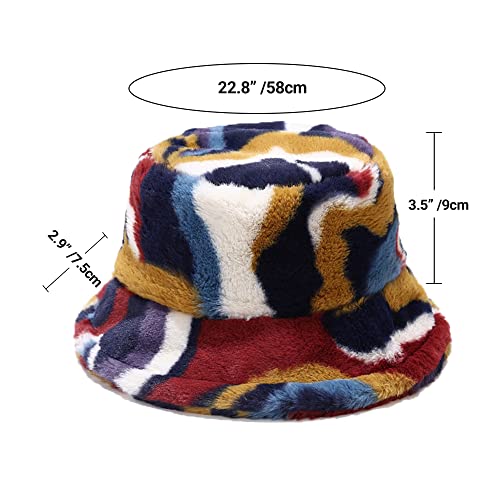 Umeepar Winter Faux Fur Fuzzy Bucket Hat Fluffy Warm Hat For Women Men thumb #4