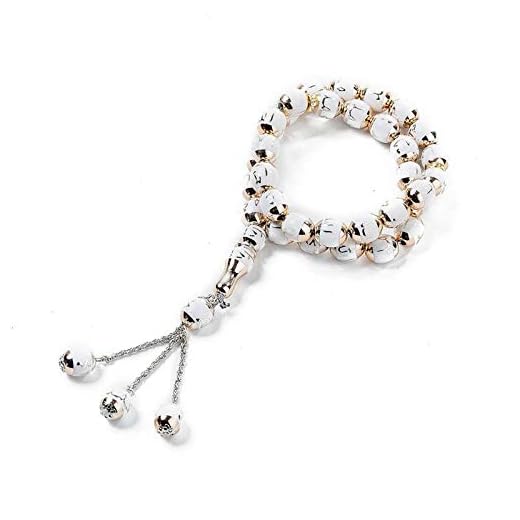 Muslimska bönpärlor rund pärla Tesbih Allah radband islamisk Tasbeeh skrifter Tasby tillbedjan tillbehör kvinnor halsband halsband för tonårsflickor söta halsband söta saker för tonårsflickor smycken för tonåring
