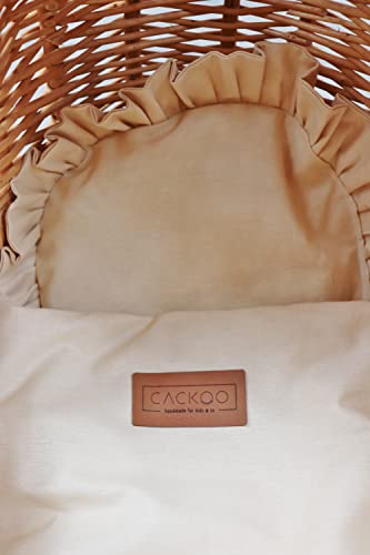 Cackoo Handmade Wicker Pram For Dolls With Cotton Bedding Sheets And Handmade Pom-Poms Ideal As Birthday Gift Natural Wicker #TOP1