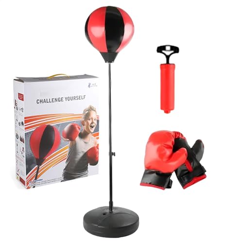 Saco de boxeo con guantes | Saco de boxeo para niños | Juego de saco de boxeo de juguete | Saco de boxeo con kit de base | Saco de boxeo de altura ajustable para niños mayores de 13 años