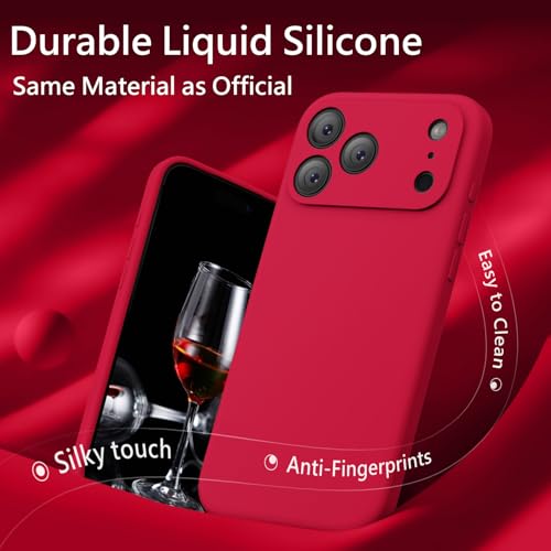 Image of FireNova Magnetic for iPhone 17 Pro Case, Compatible with MagSafe, [Integrated Silicone Camera Control Button] [Camera Protection] Anti-Scratch Microfiber Lining Phone Case, 6.3 inch, Deep Red