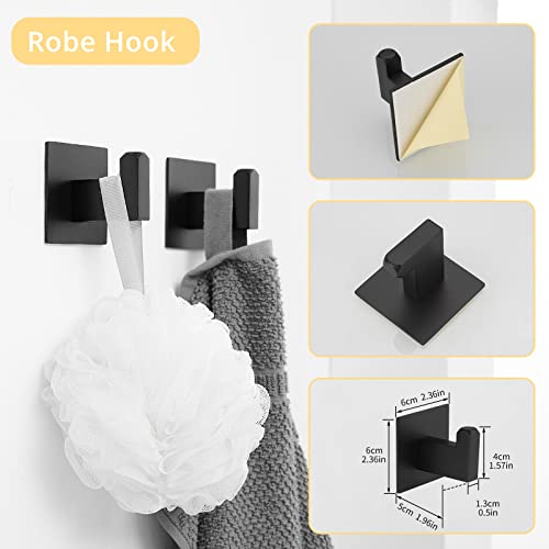 Fapully 23.6-Inch 6 Piece Bathroom Hardware Accessories Set Stainless Steel Wall Mounted Matte Black Include Towel Bar,Hand Towel Holder,Toilet Paper Holder,Robe Towel Hook,Coat Hook,Towel bar Set. - Thumbnail 6