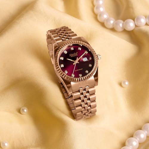 Image of Ajanta Quartz Avenza Women Analog Watch| Stainless Steel Bracelet Strap | Day & Date Display | Water Resistant | Formal & Casual Wrist Watch for Women