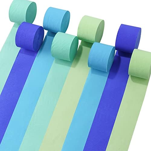 8 Rolls Crepe Paper Streamers for Wedding Streamers Birthday Decorations Baby Shower Graduation DIY Supplies(Blue)