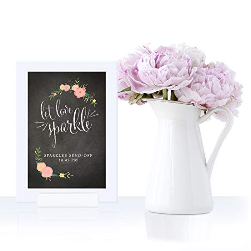Andaz Press Personalized Framed Wedding Party Signs, Chalkboard Floral Roses Print, 4X6-Inch, Let Love Sparkle, Sparkler Send Off, 1-Pack, Custom Made Any Time, Includes Frame #TOP1