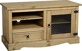 Seconique Corona Entertainment Unit, Distressed Waxed Pine/Glass, 579.95x1079.95x119.95 cm