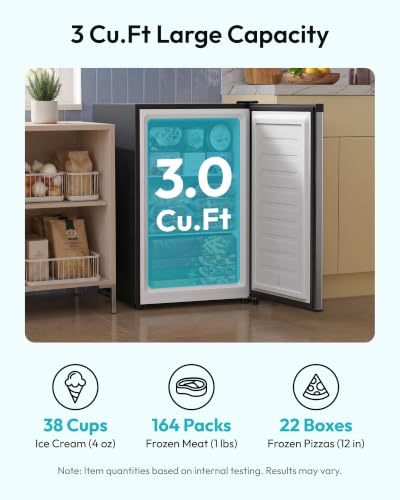 EUHOMY 3.0 Cu.ft Upright Mini Freezer
