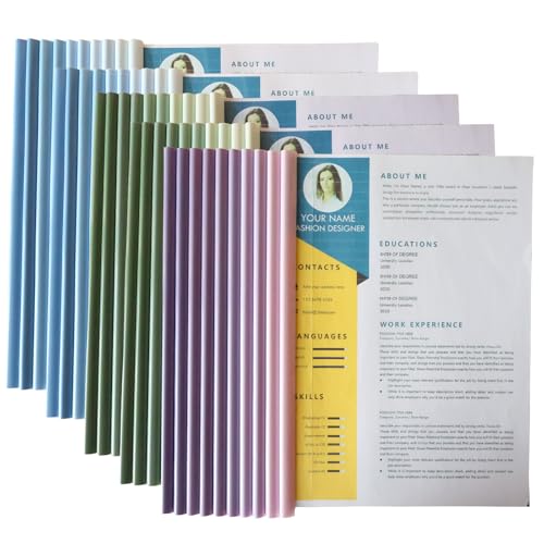 Tramboo 50 Pcs Report Covers with Sliding Bars, A4 Resume Cover, 70 Sheet Letter Size Paper Capacity Presentation Folders, File Document Binder for School and Business