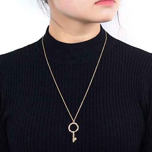 Preisvergleich Produktbild Ushiny schlichte Halskette mit Schlüsselanhänger, Schmuck für Frauen und Mädchen (Gold)
