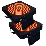 2 Pack Heated Black Stadium Seat Cushions for Bleachers, Extra Thick 2.4" Waterproof 600D Oxford Cushion with Handle & Zipper, Portable Indoor Outdoor for Sports Events, Office Chairs, Beaches