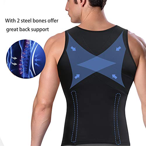 Eleady Men's Compression Shirt Undershirt Slimming Body Shaper Athletic Workout Shirts Tank Top Sport Vest with Zipper3