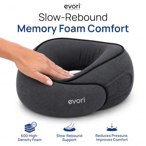 Evori Oreiller cervical de voyage en mousse à mémoire de forme, support à 360° pour avion et voiture – Image 3