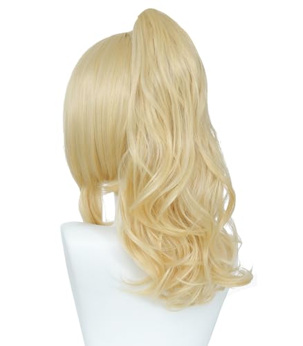 Image of Princess Peach Wig,Ponytail Wig,Bowsette Cosplay,Princess Peach Costume,Wig for Halloween Costumes, Anime Convention Cosplay, and Themed Party Outfits (Light Blonde)