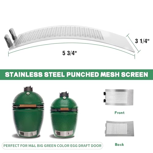 KAMaster Stainless Steel Punched MESH Panel Fits for Medium,Large Big Green Color Egg Draft Door Kamado Grill Accessories Grill Bottom Vent Replacement Punched Metal Panel