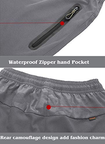 MAGNIVIT Men\'s Active Pants Quick Dry Running Jogger Sweat Pants with Pockets Light Grey