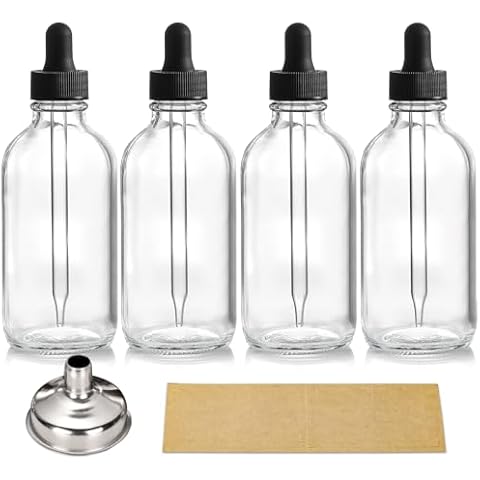 AOZITA 4 Pack 4 oz Clear Glass Dropper Bottles Cover