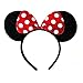 Produktbild Rot (Minnie Mouse Alice Ears) Ohren Schwarz mit Rot u. Weiße Tupfen Satin Bogen Minnie Maus Disney Kostümgeschäfte Haarband