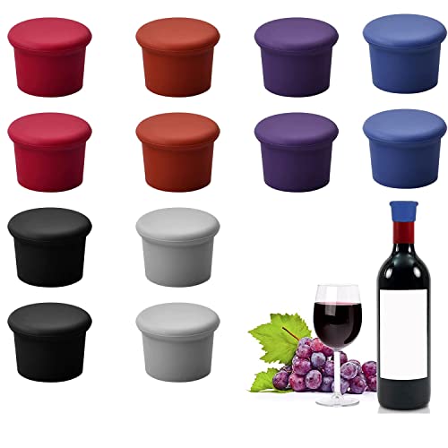 CAVLA - CAVLA 12 Pack Wine Bottle Stopper, Silicone Vacuum Sealed Bottle Cap for Champagne, Beer, Wine Sealer Cover, Keeps Wine Fresh