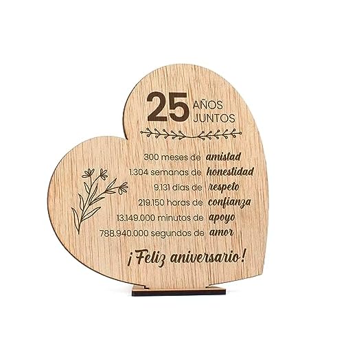 CONTRAXT Regalos originales para bodas de plata. Ideas regalos originales 25 años Tarjeta felicitacion 25 aniversario Decoracion Bodas de plata pareja novios mujer hombres (25 Años)