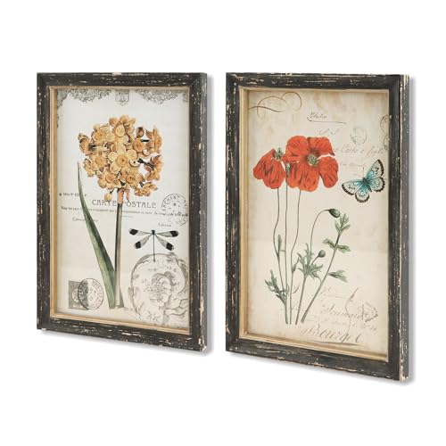 NIKKY HOME Vintage Botanical Wall Art Set of 2, Rustic