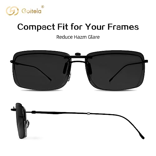 Image of Goiteia Polarized Flip up Clip on Sunglasses over Prescription Glasses for Men Women-Upgraded No Blue Glare