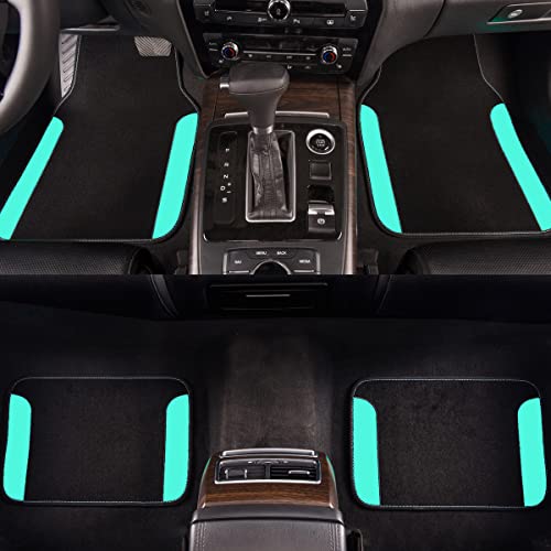 Car Pass Waterproof Universal Fit Car Floor Mats, Teal Car Mats Fit For Suv,Vans,Sedans, Trucks,Set Of 4Pcs Car Carpet For Women(Black With Mint) #TOP3
