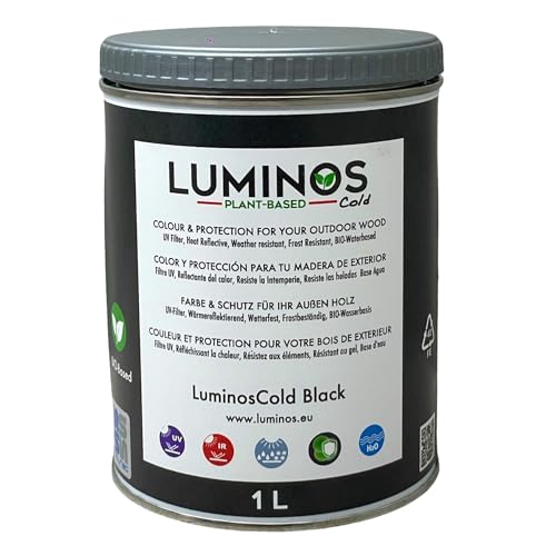 Luminos Cold - LUM1150 - BLACK - Lasure Biobased pour bois extérieur à l'eau - Noir 1L