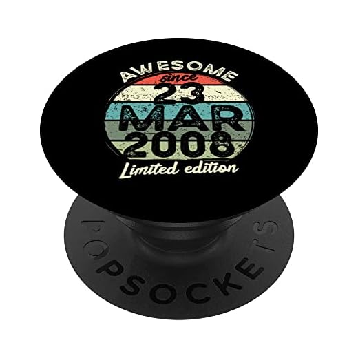 Camiseta de cumpleaños de 15 años, 23 de marzo de 2008, 15 cumpleaños PopSockets PopGrip Intercambiable