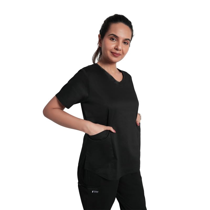 ScrubStory Womens 2-Pocket Classic Fit Scrub Top, Size S (Kohl Black), V-Neck| Stain and Water Repellant | Scrubs for Doctors Female, Nurse, Lab, OT Professionals (B0D2J1D1PQ) Amazon Price History, Amazon Price Tracker